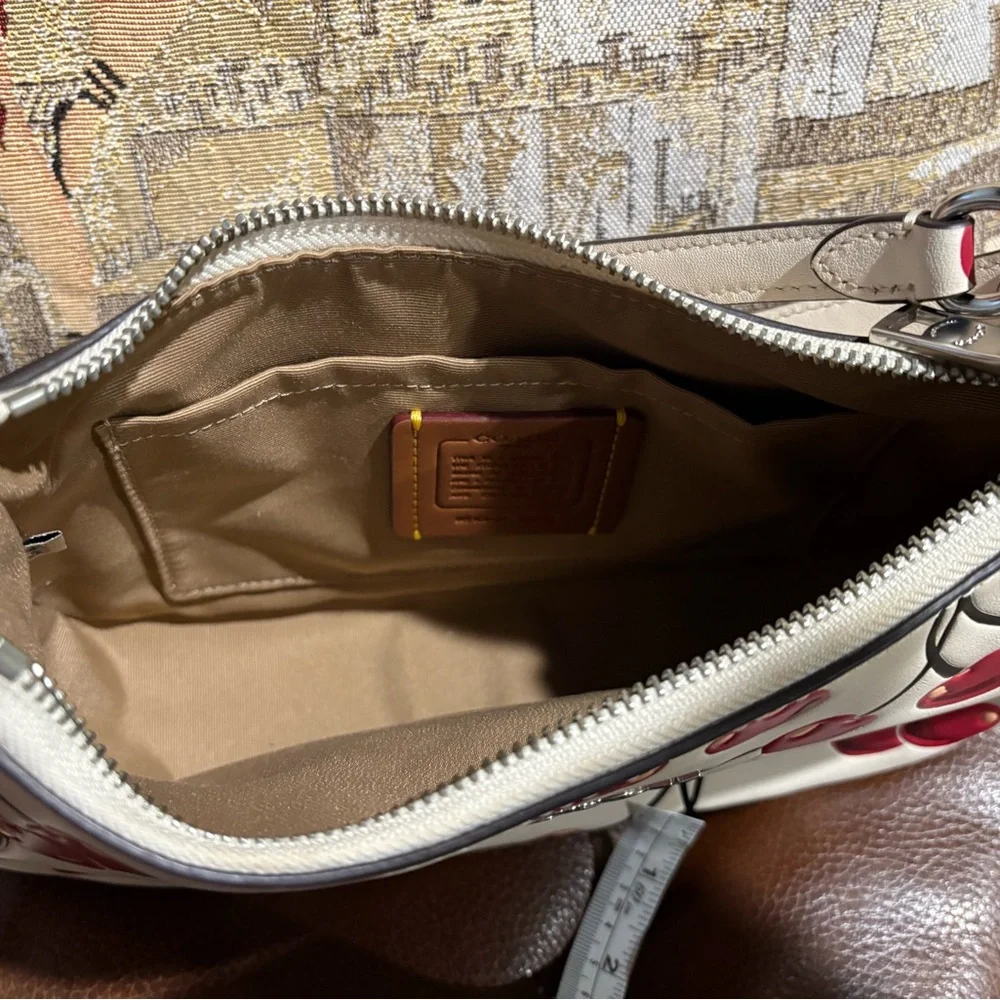 Coach White Leather Mini Shoulder Bag with Red Cherry Print - Picture 7 of 8